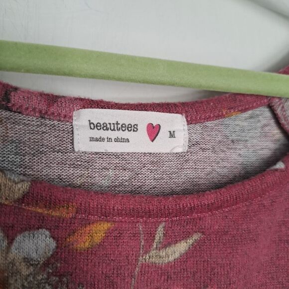 Pink Floral Metallic Unicorn shirt with Lace Crochet sleeves - Picture 2 of 4